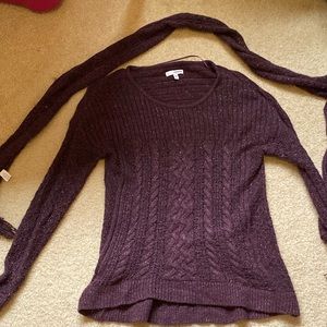 Purple sparkly sweater with matching scarf